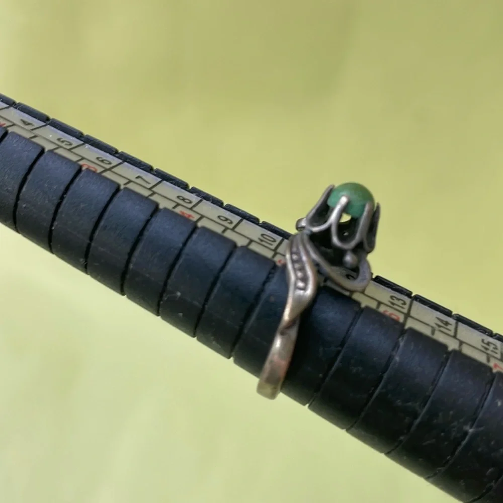 Antique Sterling Silver and Green Siberian turquoise Ring Elegant Craftsmanship